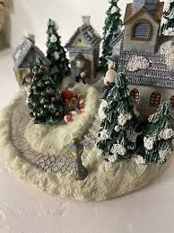 Vintage Lighted Holiday Village Scene Polyresin Battery Op, Blue & Gold IOB | eBay