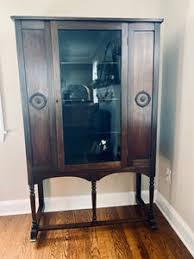 Depression Era glass china cabinet on castors – Bowerbird Vintage