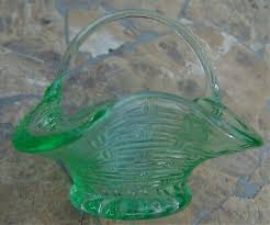 RARE ANTIQUE GREEN GLASS BASKET WITH GLASS HANDLE ~ 4 1/4" WIDE x 3 1/2" HIGH | eBay Australia