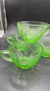 Lot - 4 Cameo Ballerina Uranium Glass by Hocking Glass