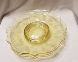 Vintage Depression Glass Lancaster Topaz Plates and Glass - Etsy
