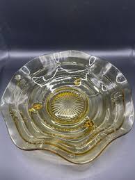 DEPRESSION GLASS FOOTED CANDY DISH CLEAR YELLOW | eBay