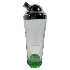 Art Deco Pale Green Glass Cocktail Shaker with Etched Owl ...