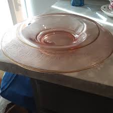 Paden City Etched Pink Depression Glass Gold Trim Rolled Rim ...