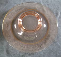 PADEN CITY PINK DEPRESSION FLORAL ETCH #504 ROLLED RIM ...