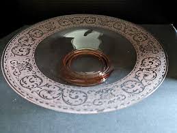 Cambridge Pink Glass Etched Bowl 12.75" | eBay