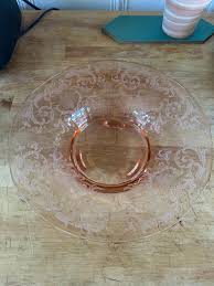 Vintage Pale Pink Etched Depression Glass Large Fruit Bowl ...