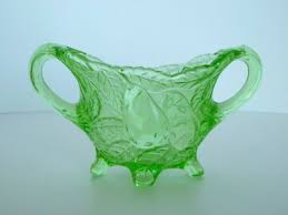 Vintage Green Depression Glass Pair Fruit Theme Footed Sugar Bowl with Handles | eBay