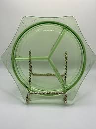Green Depression Vaseline Uranium Glass Divided Relish Dish ...