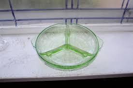 Green Depression Glass Divided Dish Cameo Ballerina Vintage ...
