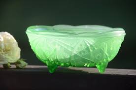 Vintage Jeanette Glass HOBSTAR GREEN Footed Bowl | 1940s Glass | Jeanette Glass | Hobstar Pattern | NOT Uranium Glass #P-120 - Etsy