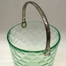 Uranium Glass Ice Bucket Depression Vaseline Glass Diamond Optic Pattern | eBay
