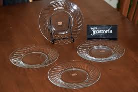 CLASSY LOOK for Any Occasion! 4 Vintage Etched Glass Plates, Appetizer Cheese Meat Plates ~ Fostoria Luncheon Plates, - Etsy