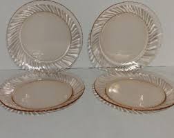 Rosaline Swirl Pink Glass Dinner Plates Set of Four - Etsy