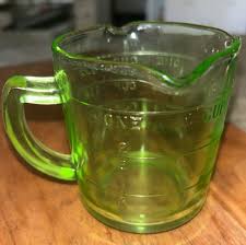 Vintage 1930s KELLOGGS Green Uranium Glass 3 Spout Liquid ...
