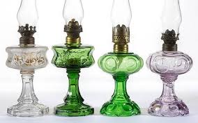 Assorted Cased Glass Miniature Lamps, Lot Of Four