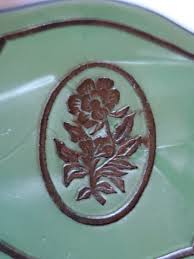 Vntg Vanity Rouge Blush Jar Green Marbelized Lucite Glass ...