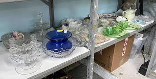 Pair Of Antique Pressed Glass Candle Holders With Removable ...