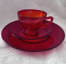 Depression Glass Set Red Vintage 18 Peices | eBay