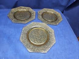 Vintage L.E. Smith Depression Glass Set/3 Amber Crackled Octagon Luncheon Plates | eBay
