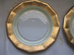 Antique Schlaggenwald H&c Czech Heavy Gold & Yellow Porcelain Plates- Set of 10 | Chairish