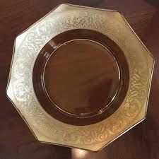 Dining | Vintage Amber Bowl With Wide Filigree Gold Band | Poshmark