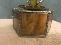 Stained Glass Trinket Jewelry Box with 3D Yellow rose on top ...