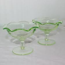 Uranium Glass Ruffle Rim - Footed - sherbet /ice cream ...