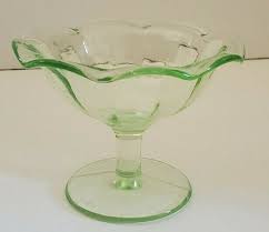 Green Depression Glass Low Cocktail Sherbet Stem Uranium ...