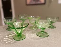 Mismatched Uranium/vaseline Glass Pedestal Dessert Dishes ...