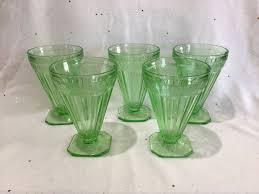 Gorgeous Set of 1930s Vintage Green Uranium Glass Tumblers ...