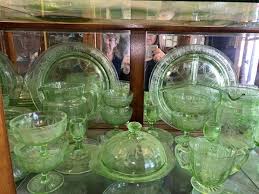 Green Depression Glass Set - Cameo Ballerina pattern - 158 ...
