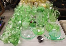 Sold at Auction: 100 pcs Green Depression Glass in Various ...