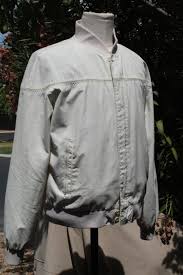 80s White Letterman Windbreaker W 4 Pockets (vintage / Par ...