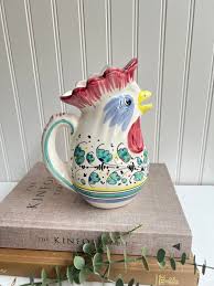 Handpainted Italian Rooster Pitcher | Vibrant Ceramic Chicken Jug | Made in Italy - Etsy