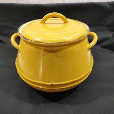 Vintage Descoware Made In Belgium Yellow Bean Pot Cast Iron ...