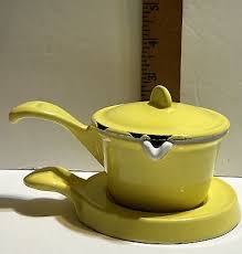 Descoware Butter Warmer and Trivet Yellow Enameled Cast Iron ...