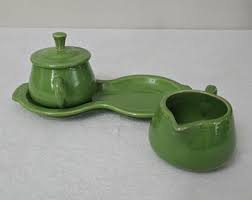 Vintage Homer Laughlin Fiesta Green Sugar and Creamer Set ...