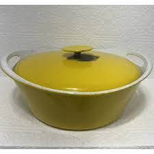 Kitchen | Large Yellow Enamel Cast Iron Stock Pot Dutch Oven ...