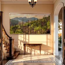 Sonoran Desert Cactus Canvas Art Print: Arizona Mountain ...