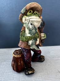 6" Frog Fishing Figurine Cute Home Decor Home Accents ...
