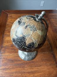 Globe Desktop World Map Brushed Silver Home Decor Rotating Earth Display Piece | eBay