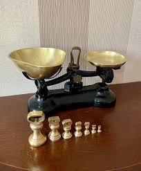 Vintage Libra Large Scales With Brass Pans and 7 Brass ...