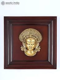 16" Crowned Devi Mukhamandala Mask | Wood Framed Brass ...