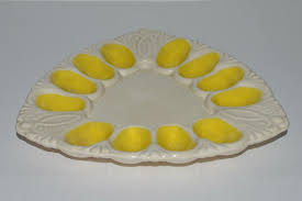 Vintage Deviled Egg Dish, Ceramic Hard Boiled Egg Tray, Egg Serving Plate, Deviled Egg Platter, Yellow Egg Tray, Triangular Egg Tray - Etsy New Zealand