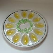 Vintage Yellow Deviled Egg Plate Ucagco 10 Inch Platter Mid Century Ceramic EUC - Etsy