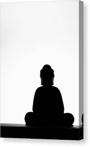The Buddha in Meditation - Vertical Black and White ...