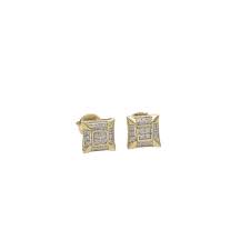 10 Karat Gold 1/10 CTW Diamond Mens Square Earrings – Veka ...