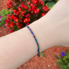 🖤 Holographic Bead Bracelet 🖤 Size: S/M ✿ Handmade... | Depop