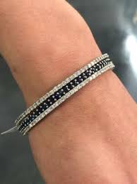 18k White Gold Diamonds 9.88ct Blue Sapphires 6.75ct Eternity Bangles 7.5" Gift | eBay